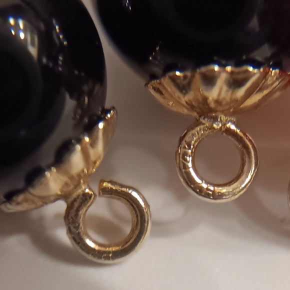 14K Gold Charms for Hoop Earrings Solid Real 14KT New 2pcs total (black) - Picture 6 of 7